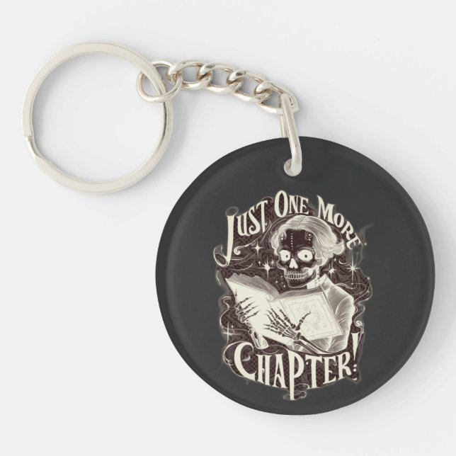 Just One More Chapter Skeleton Reader Funny  Key Ring (Front)