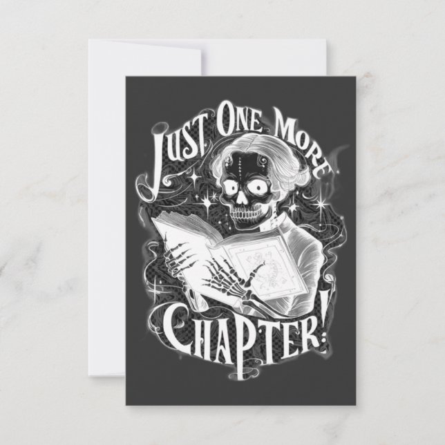 Just One More Chapter Skeleton Reader Funny  Thank You Card (Front)
