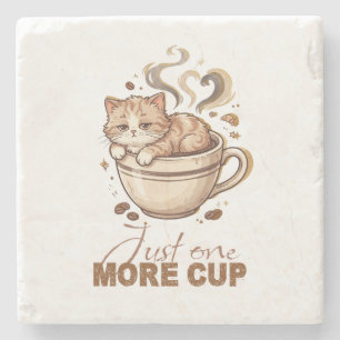 Just One More Cup Funny Cat Coffee Marble Coaster