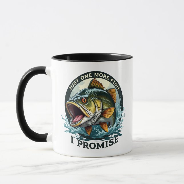 Just One More Fish I Promise Funny Fishing Mug (Left)
