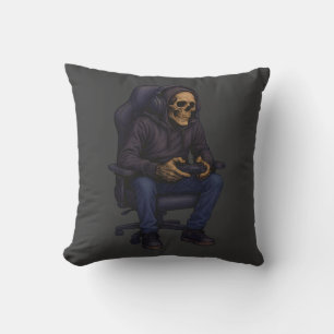 Just One More Gamer Skeleton Gaming Dark Humor Cushion
