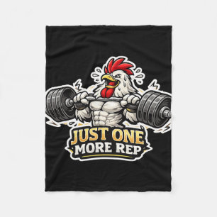 Just One More Rep - Funny Gym Chicken Workout Desi Fleece Blanket