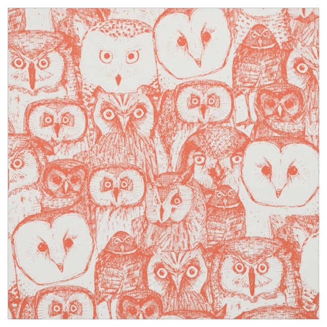 just owls flame orange fabric (Swatch)