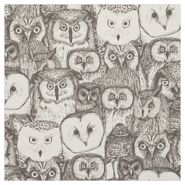 just owls natural fabric (Swatch)