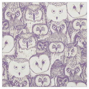 just owls purple cream fabric