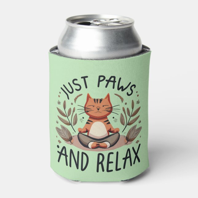 Just Paws and Relax Yoga Cat Can Cooler (Can Front)