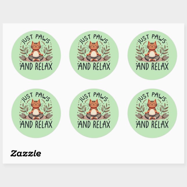 Just Paws and Relax Yoga Cat Classic Round Sticker (Sheet)