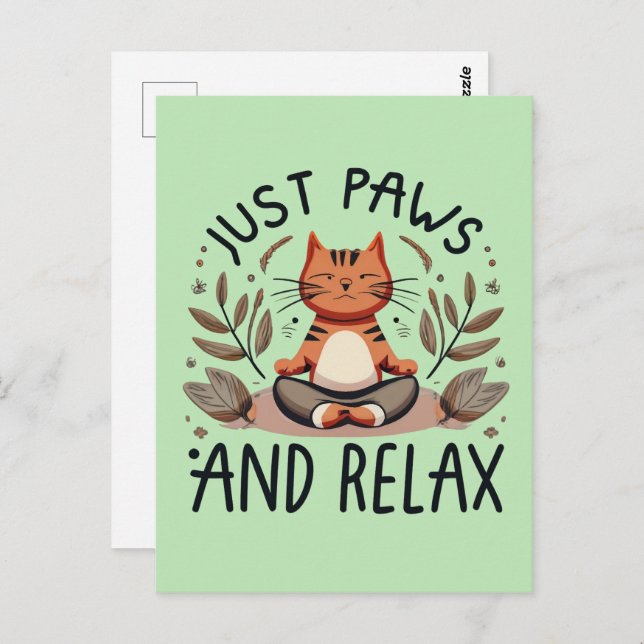 Just Paws and Relax Yoga Cat Postcard (Front/Back)