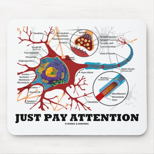 Just Pay Attention (Neuron / Synapse) Mouse Pad (Front)