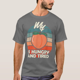 Just Peach Fruit Print Apricot Hungry and Tired T-Shirt