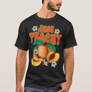 Just Peachy Cute Summer Fruit Retro Aesthetic Peac T-Shirt