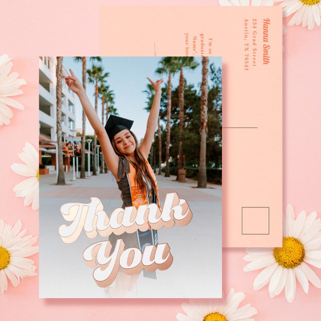 Just Peachy Graduation Thank You Postcard (Creator Uploaded)
