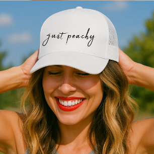 Just Peachy   Modern Minimalist Cute Script Trucker Hat