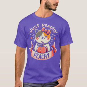 Just Peachy Retro cat Peaches Summer Fruit T-Shirt