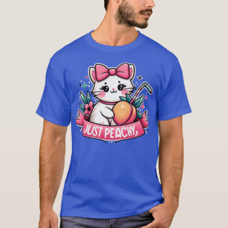 Just Peachy Retro cat Peaches Summer Fruit T-Shirt