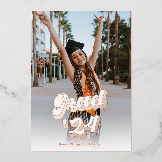 Just Peachy Rose Gold Grad Announcement (Front)