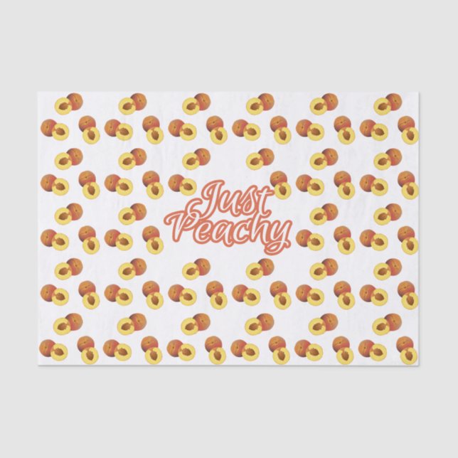 "Just Peachy" Typography on Peach Pattern Tissue Paper (Front)