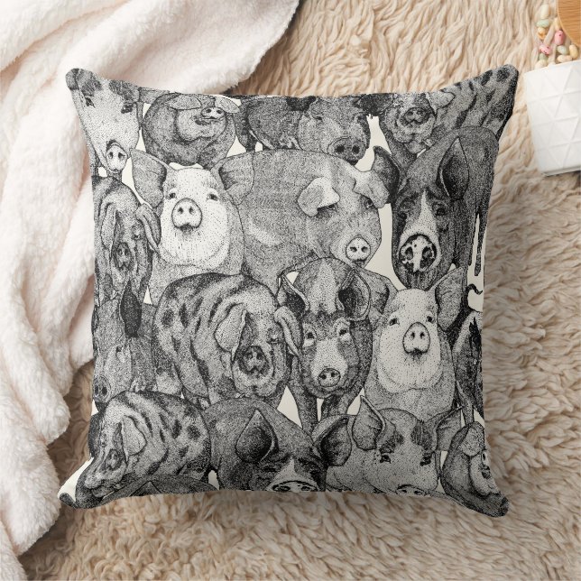 just pigs black half pearl cushion (Blanket)