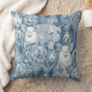 just pigs cobalt blue cushion