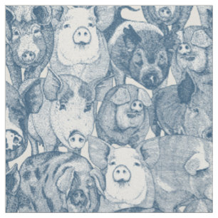 just pigs cobalt strong white fabric