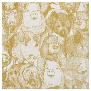 just pigs gold half pearl fabric