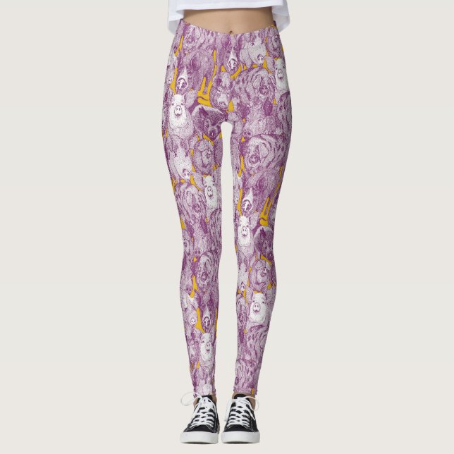 just pigs purple yellow leggings (Front)