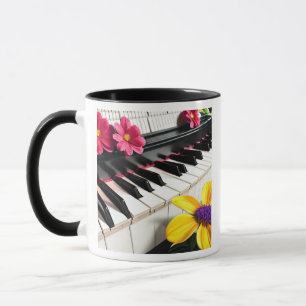 Just Play Piano and Colourful Flowers Mug