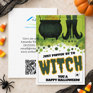 Just Poppin By Witch Halloween Business Card