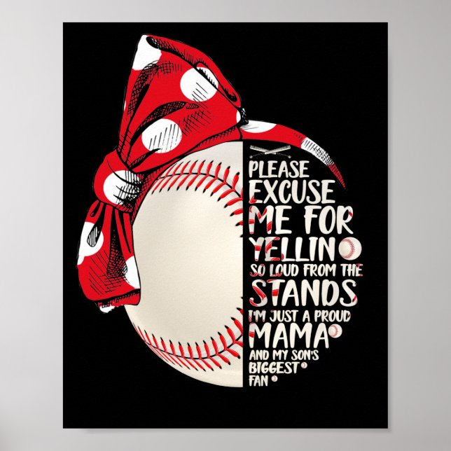 Just Proud Mama and My Son Biggest Baseball Mum Poster (Front)
