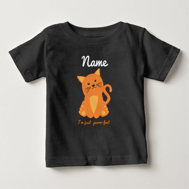 Just Purrfect Cute Quote With Orange Kitten Baby T-Shirt (Front)