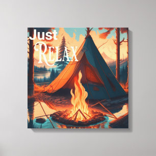 Just Relax Camping themed Digital Art Canvas Print