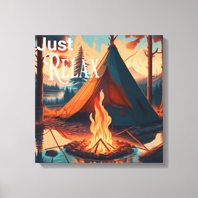 Just Relax | Camping themed  | Digital Art Canvas Print (Front)