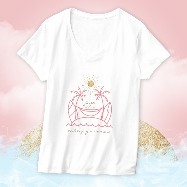 Just Relax Enjoy Summer Surf Paradise Palm Island T-Shirt (Just Relax Enjoy Summer Surf Paradise Palm Island T-Shirt ©Susanne Sachers - Sunny Mind Design 🌞)