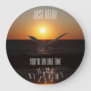 Just Relax You're On Lake Time Lazy Numbers - Large Clock