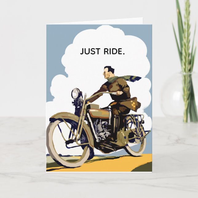Just Ride Classic Motorcycle Vintage Birthday Card (Front)
