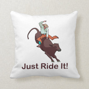 Just Ride It Cowboy and Bull Cushion