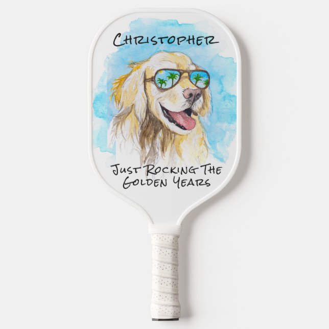 Just Rocking The Golden Years Funny Pun Retirement Pickleball Paddle (Front)