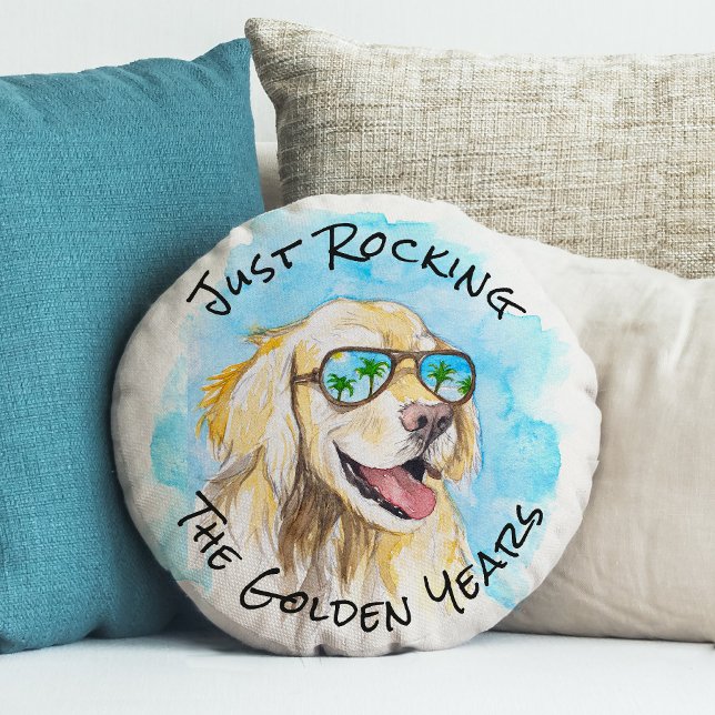 Just Rocking The Golden Years Funny Pun Retirement Round Cushion (Creator Uploaded)