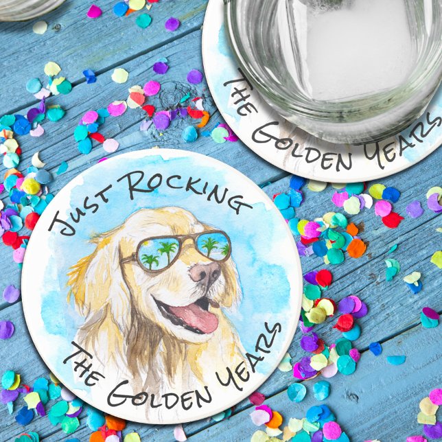 Just Rocking The Golden Years Funny Pun Retirement Round Paper Coaster (Creator Uploaded)
