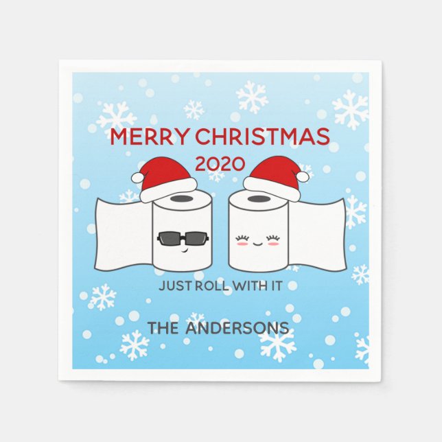 Just Roll With It Toilet Paper Funny Covid-19 2020 Napkin (Front)