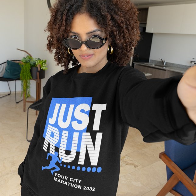 Just Run Blue Marathon Runner Race Women's Dark Sweatshirt (Just Run Blue Marathon Runner Race Women's Dark Sweatshirt)