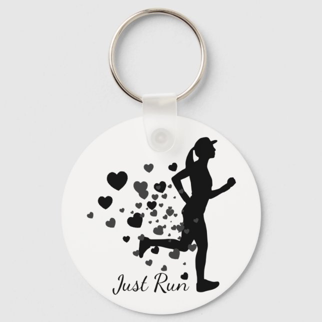 Just Run Fun Love Running Heart Key Ring (Front)