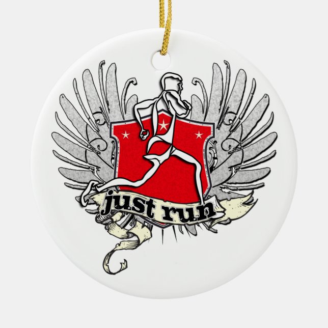 Just Run Man Ceramic Tree Decoration (Front)
