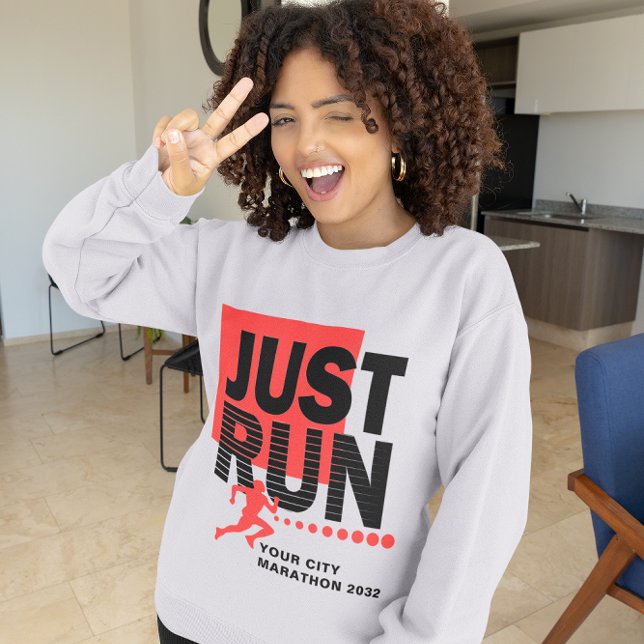 Just Run Red Marathon Runner Track Race Women's Sweatshirt (Just Run Red Marathon Runner Track Race Womens Sweatshirt)