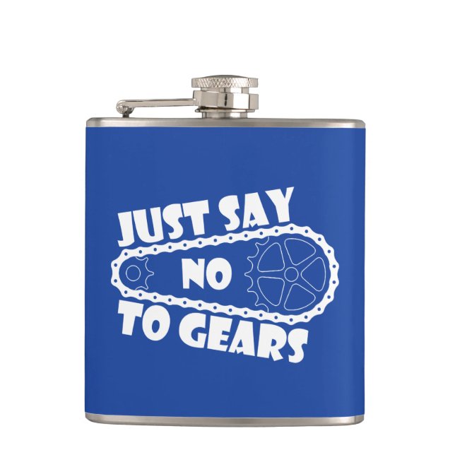 Just Say No To Gears Hip Flask (Front)