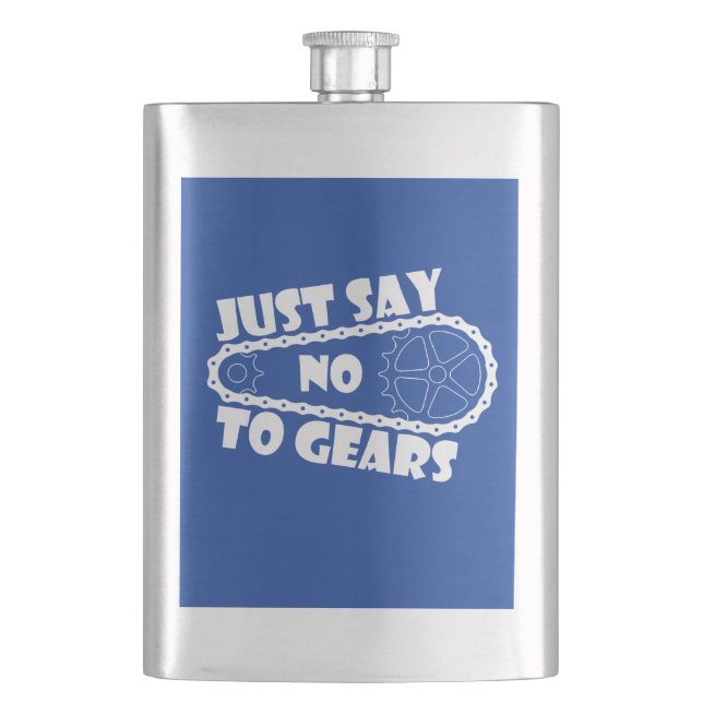 Just Say No To Gears Hip Flask (Front)