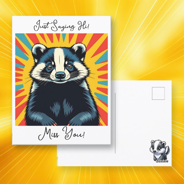 Just Saying Hi | Cute Badger Postcard (Creator Uploaded)