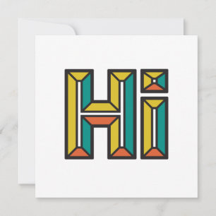 Just Saying Hi Flat Note Card in Gold, Green, Red