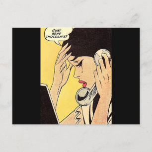 Just Send Chocolate Vintage art Postcard