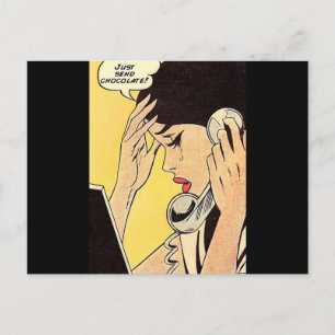 Just Send Chocolate Vintage art Postcard